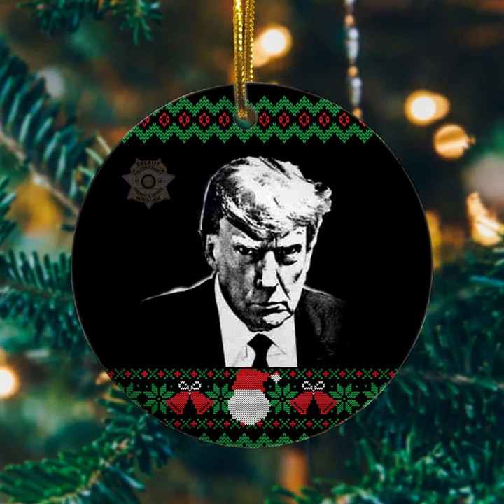 Donald Trump Mugshot Ceramic Ornament Merry Christmas Decorations Gifts For Trump Supporters