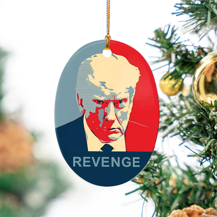 Revenge Donald Trump Mugshot Ceramic Ornament Trump Campaign Merchandise Xmas Ornaments 2023