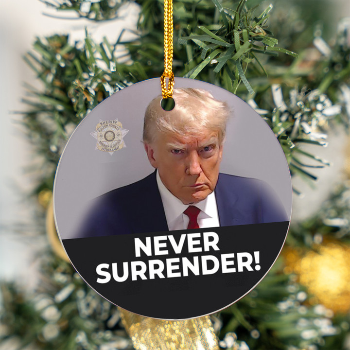 Trump Mug Shots Ceramic Ornament Never Surrender Merch Pro Trump Christmas Tree Decorations