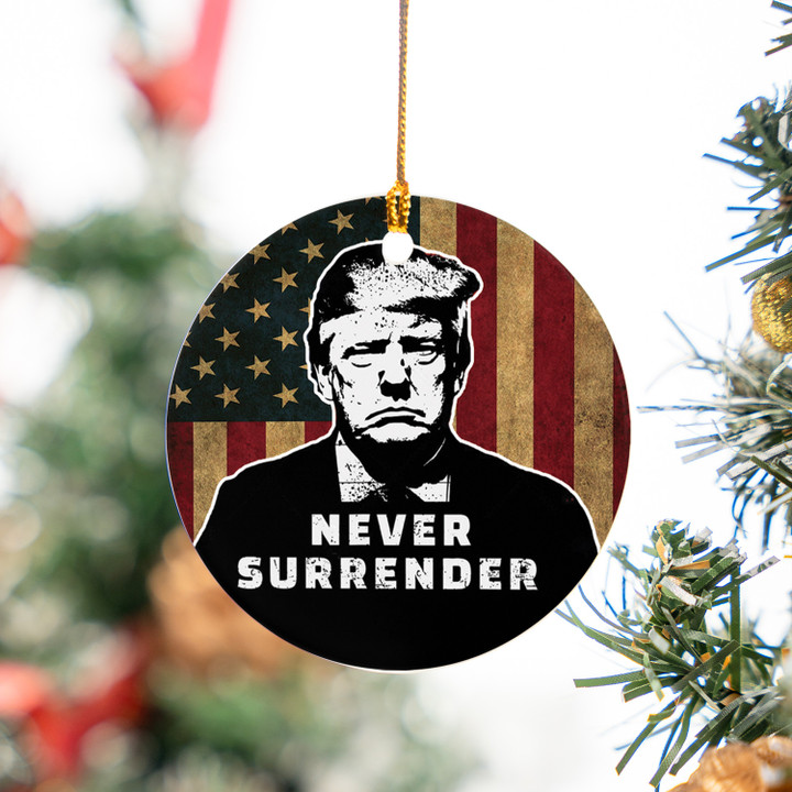 Trump Mugshot Ceramic Ornament Donald Trump Never Surrender Xmas Decorations Sale