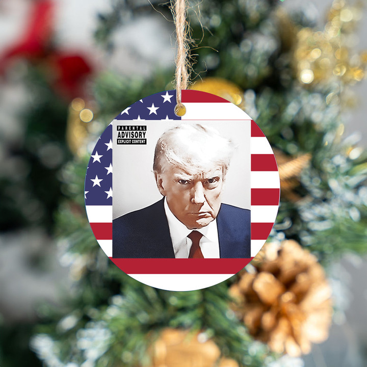 Trump Mugshot Ceramic Ornament MAGA 2024 Ornaments For Christmas Tree Trump Campaign Merch