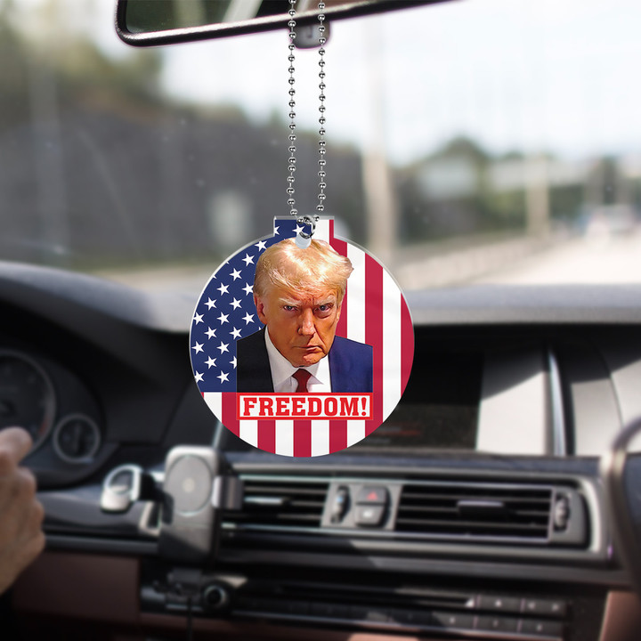 Trumps Mug Shot Car Ornament Freedom Donald Trump Merch Hanging Car Accessories