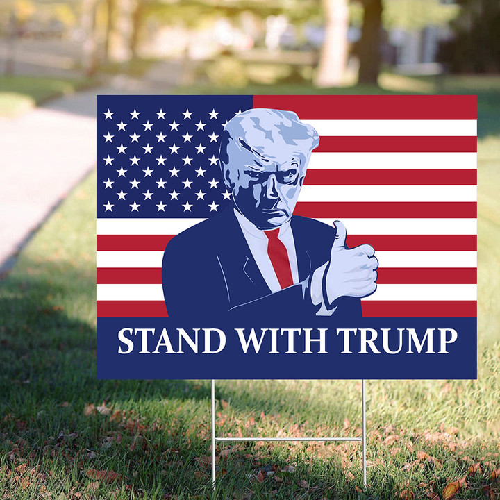 Trump Mug Shot Yard Sign Stand With Trump Merch MAGA 2024 Yard Signs For Sale