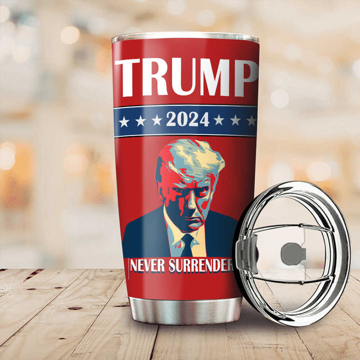 Trump 2024 Tumbler Donald Trump Mugshot Merch Never Surrender Merchandise
