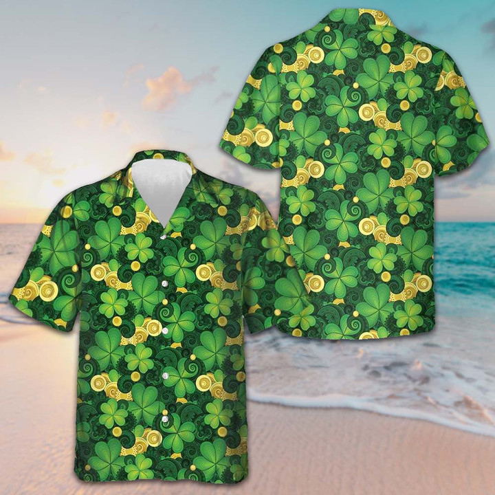 Saint Patrick's Day Hawaiian Shirt Shamrock Button Down Shirt Gifts For Irish