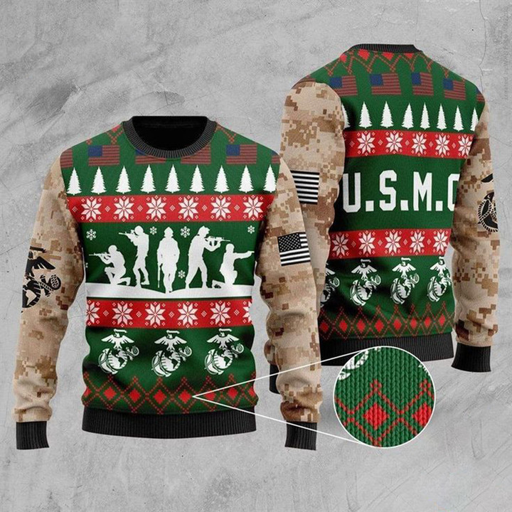 Marine Corps Veteran Ugly Christmas Sweater USMC Christmas Gifts For Veterans