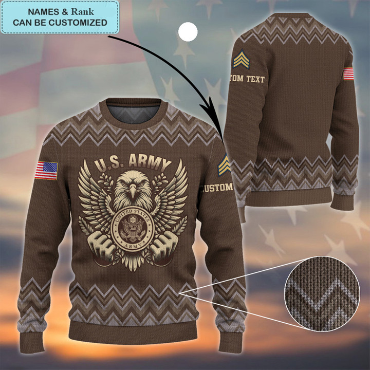Custom Eagle US Army Veteran Ugly Christmas Sweater Patriotic Veteran Christmas Gifts