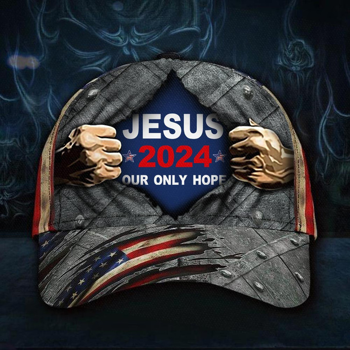 Jesus 2024 Our Only Hope Hat USA Mens Patriotic Hats Christian Gifts For Men