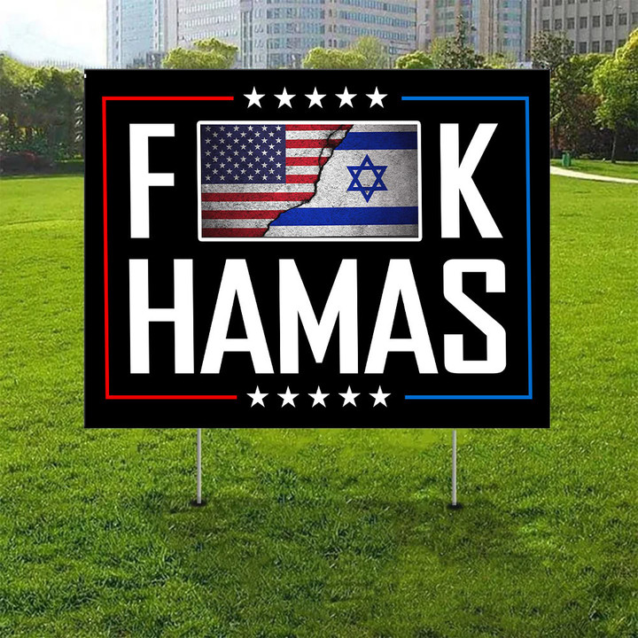 American I Stand With Israel Yard Sign Fck Hamas Lawn Sign Gifts For Israel Lovers