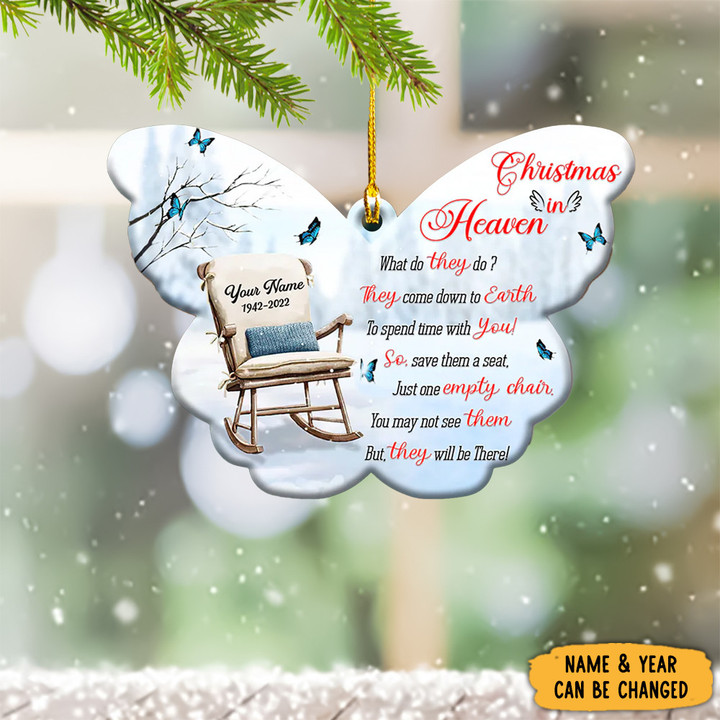 Personalized Christmas In Heaven Chair Ornament Decorations For Loved Ones In Heaven
