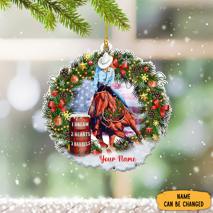 Personalized Horse Barrel Racing Christmas Ornament Barrel Racer Christmas Gifts
