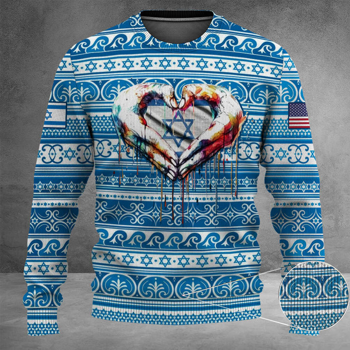 American Support Israel Ugly Christmas Sweater Peace For Israel Clothing Israeli Merchandise