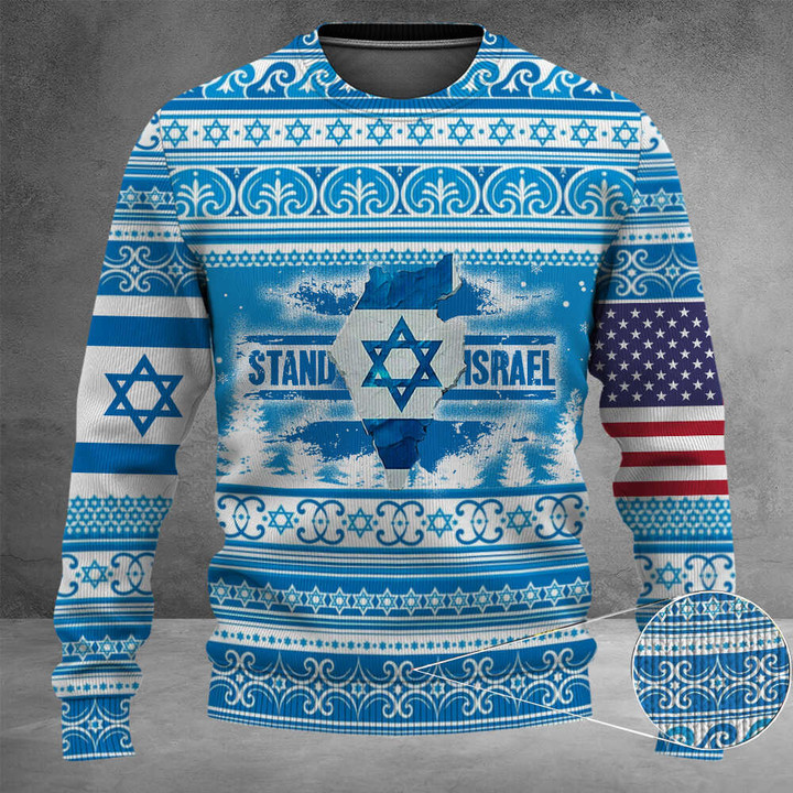Stand With Israel Ugly Christmas Sweater American Support Israel Merchandise Israeli Apparel