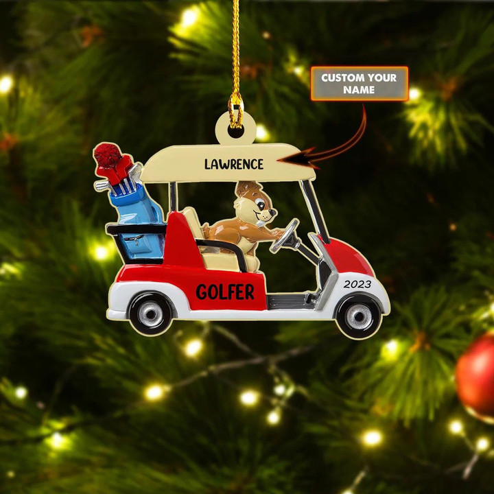 Customized Golfer Ornament Personalized Golf Cart Ornaments Christmas Decorations 2023