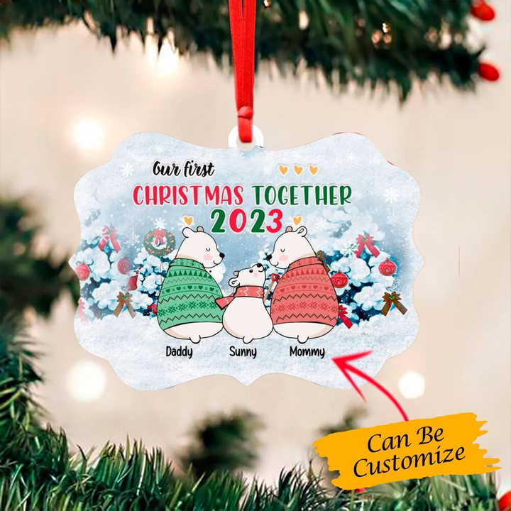 Personalized Bear Our First Christmas Together Ornament 2023 Family Christmas Tree Decoration