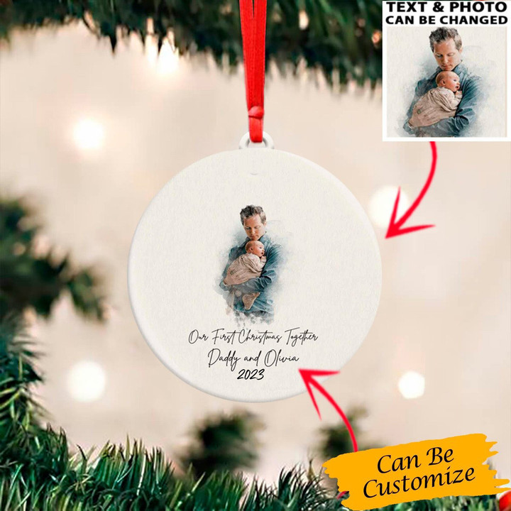 Personalized Photo Baby Daddy 1St Christmas Together Ornament Our First Xmas Together 2023