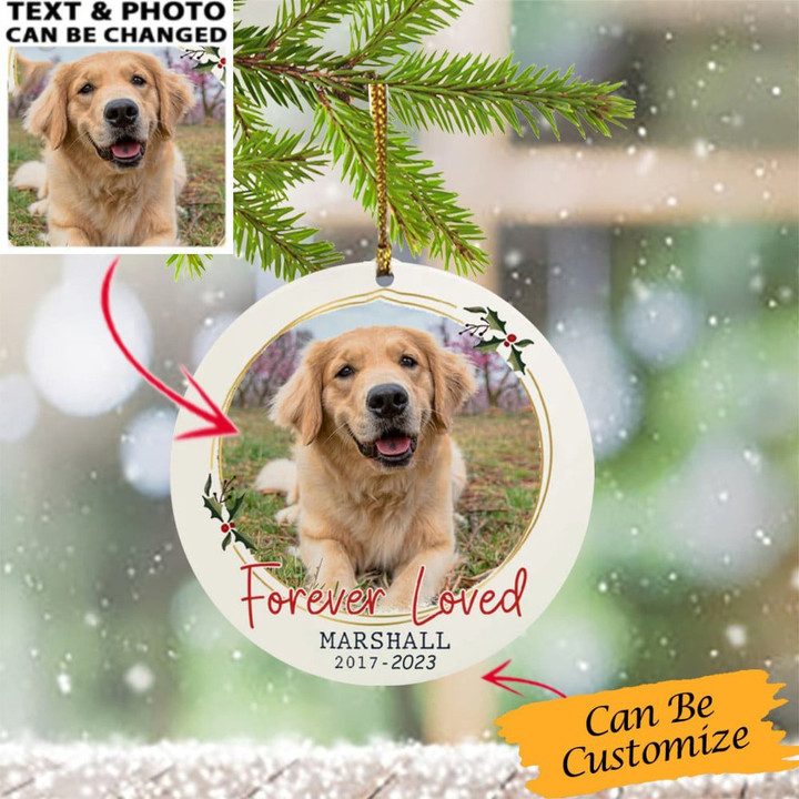 Personalized Photo Dog Memorial Christmas Ornament Forever Loved Pet Memorial Ornament 2023