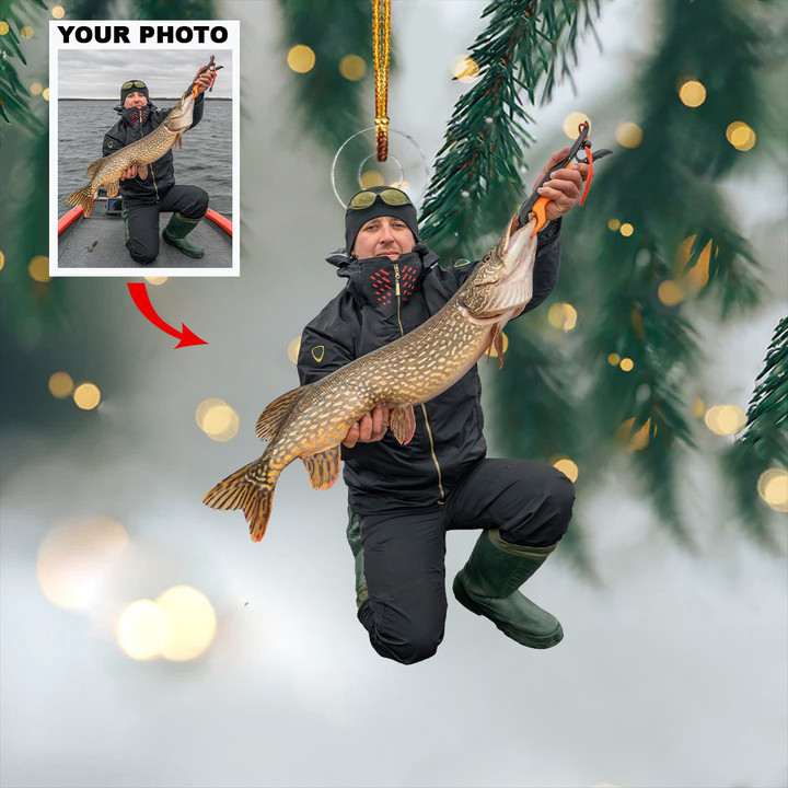 Personalized Photo Fishing Ornament Christmas Tree Ornaments Gifts For Fishing Lovers