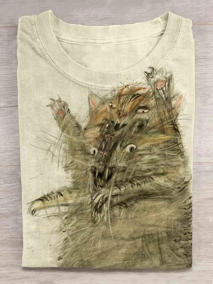 Cat Art Drawing Portrait Shirt Funny Graphic Tee Shirt Gifts For Cat People