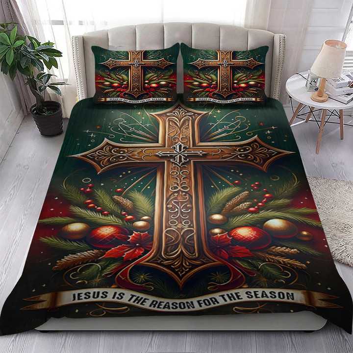 Jesus Is The Reason For The Season Christmas Bedding Set Faith Christian Xmas Gift Ideas