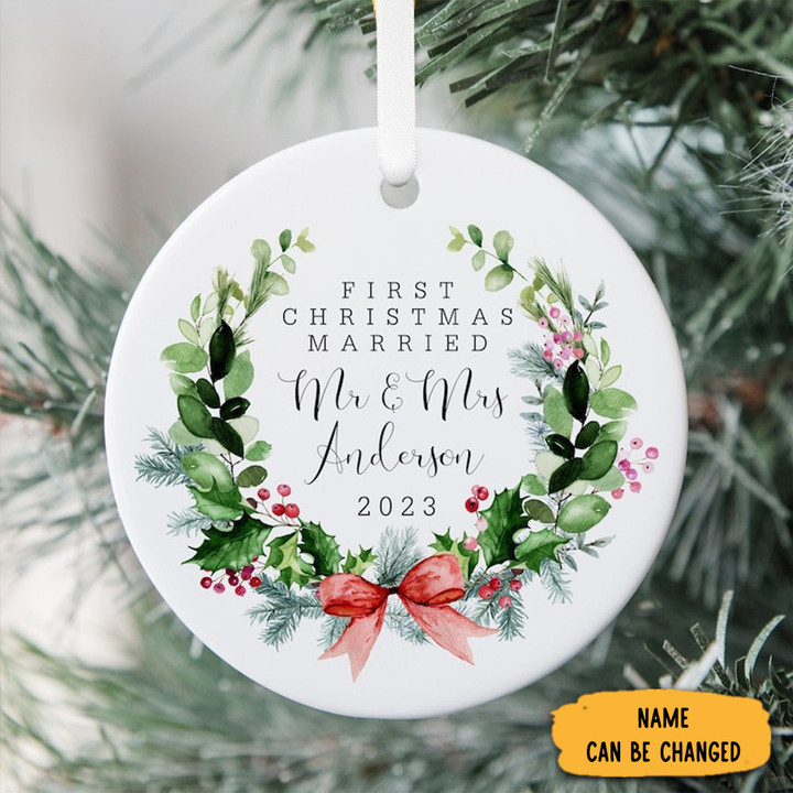Personalized First Christmas Married Ornament Mr And Mrs Ornament Christmas Decorations 2023