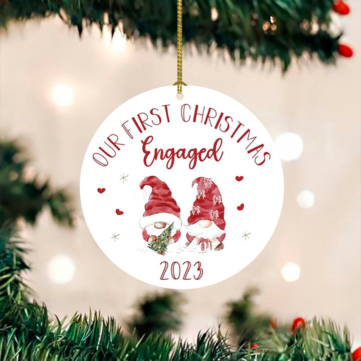 Gnomes Our First Christmas Engaged 2023 Ornament Couples Christmas Ornament Xmas Decor
