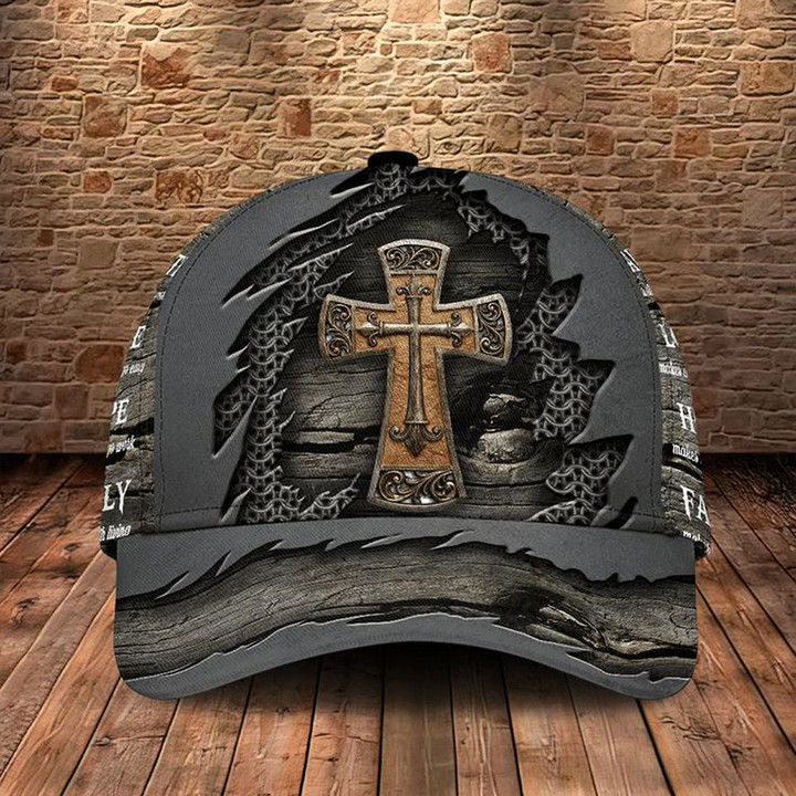 Christian Cross Hat 3D Print Men's Cross Ball Cap Unique Faith Gifts For Men