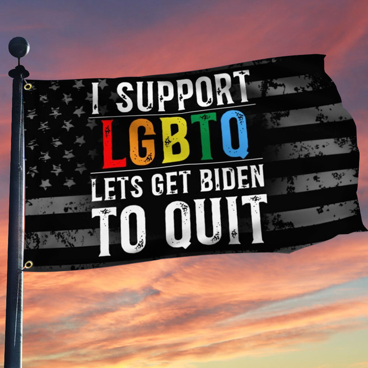 I Support LGBTQ Let's Get Biden To Quit Flag Anti Joe Patriot Flag Pro Trump 2024 Merch