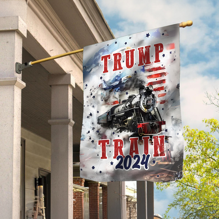 Trump Train 2024 Flag I Stand With Trump Flag President Campaign MAGA Merch