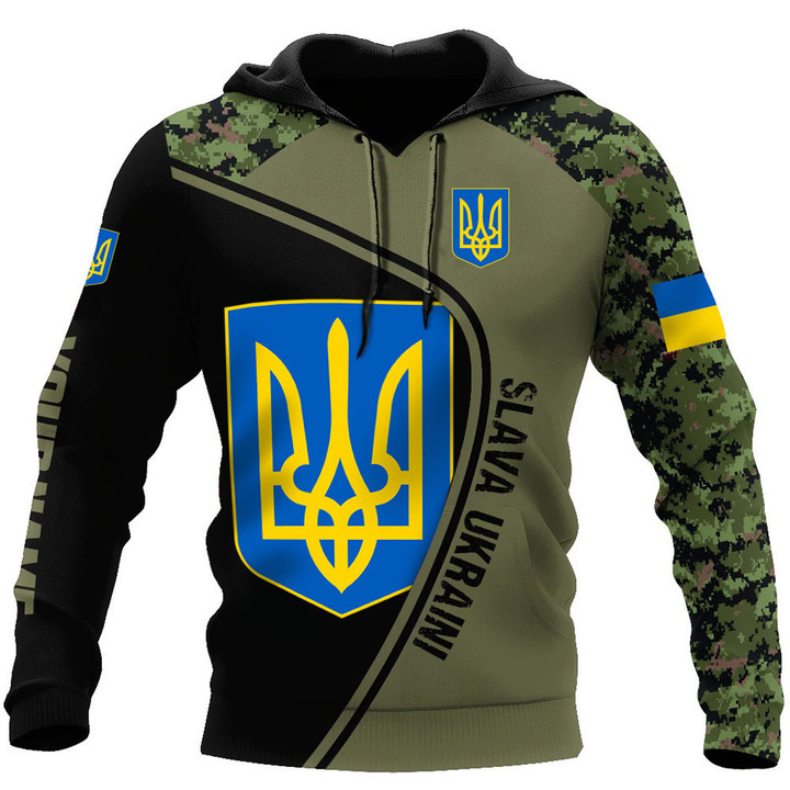 Personalized Slava Ukraini Hoodie Ukraine Flag Camo Clothing Gift