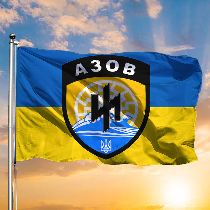 Ukraine Flag Azov Battalion Logo Ukrainian Flag Merch