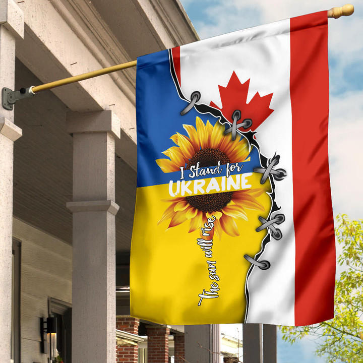 Ukraine Canada Flag Sunflower I Stand For Ukraine The Sun Will Rise Flag Ukraine Support Merch