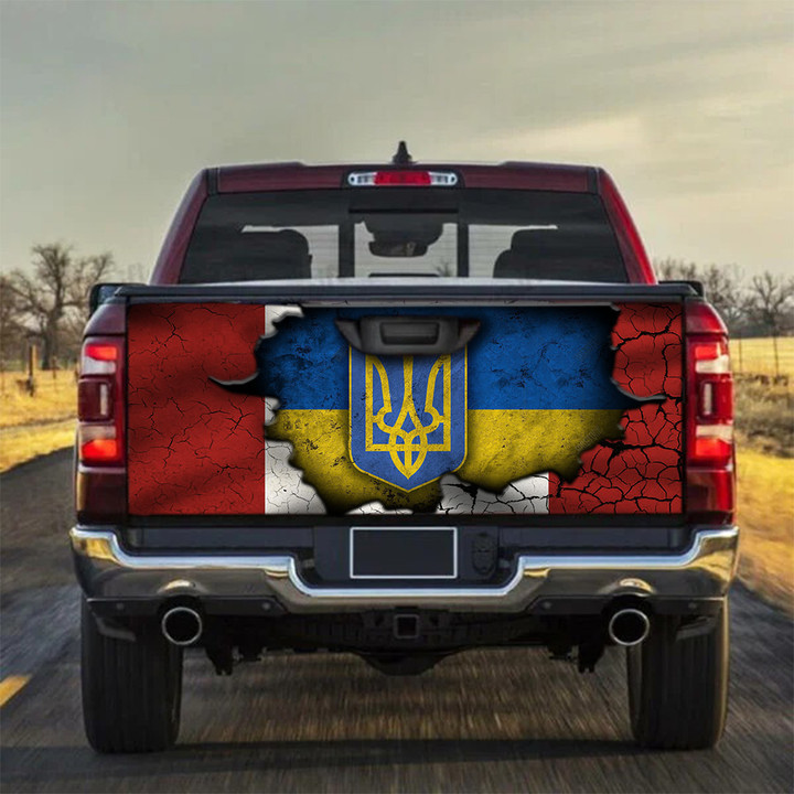 Trident Ukraine With Canada Flag Tailgate Wraps Stop Ukraine War Merch Canadian Gift