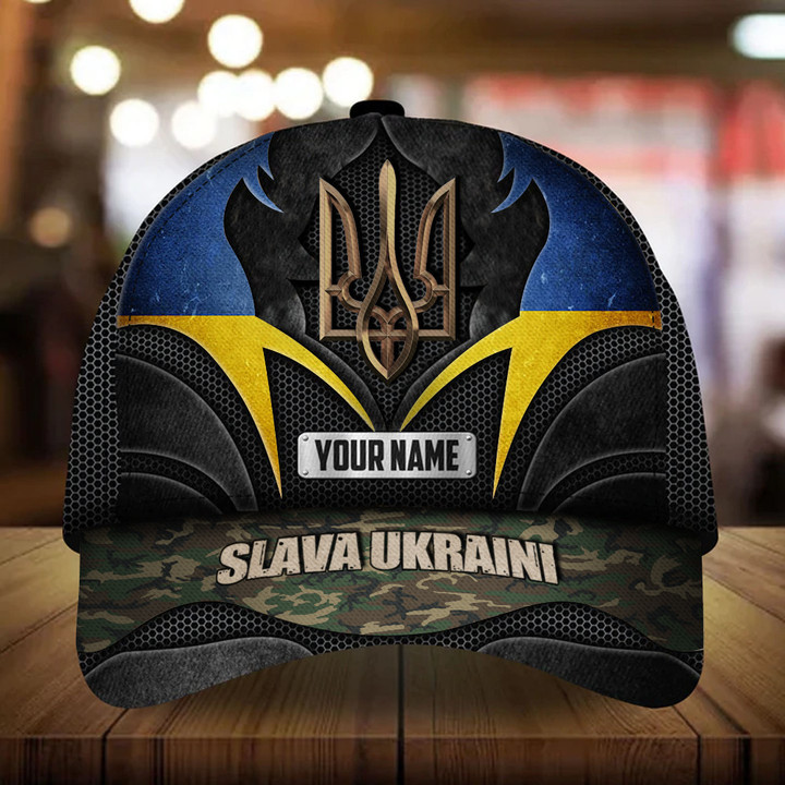 Personalized Slava Ukraini Trident Ukraine Hat Ukraine Flag Camo Merch