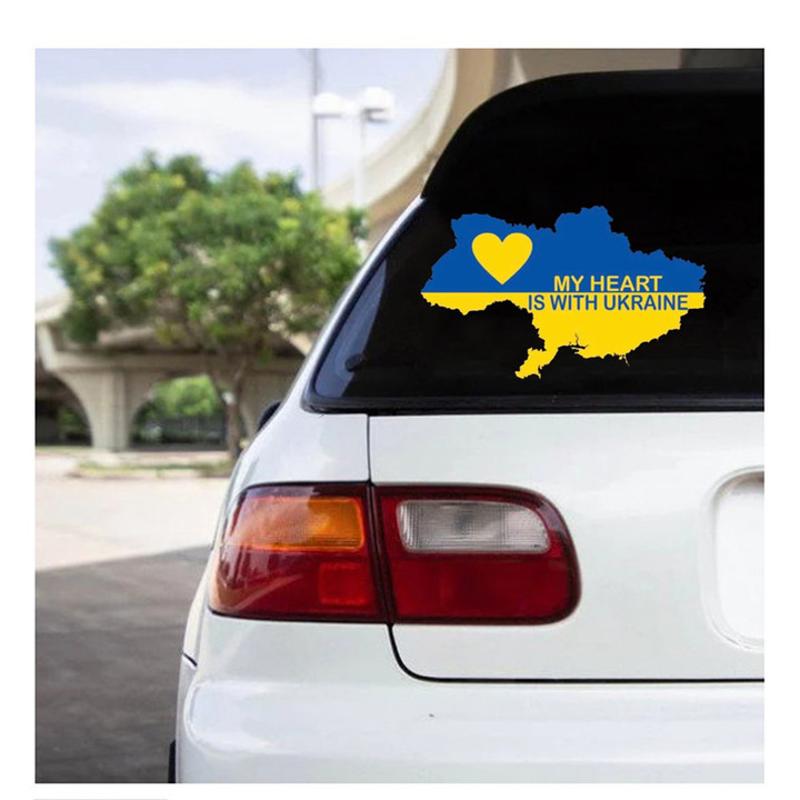 Ukraine Car Stickers My Heart Is With Ukraine Merch Support Ukraine