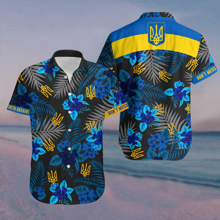 Don't Mess With Ukraine Trident Symbol Hawaiian Shirt Zelensky Trident Ukraine Clothing