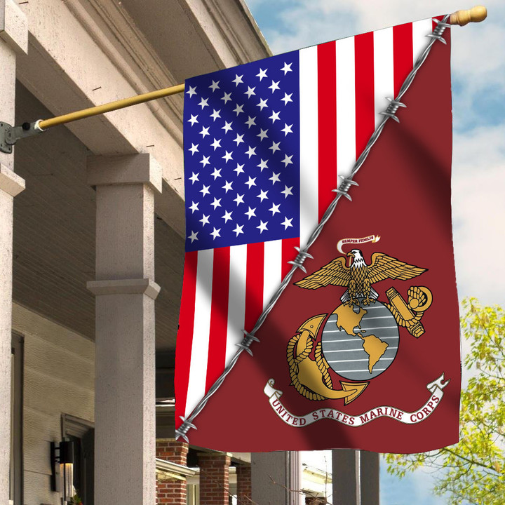 US Marine Corps Flag American Flag 4 July Independence Day Patriotic Decor