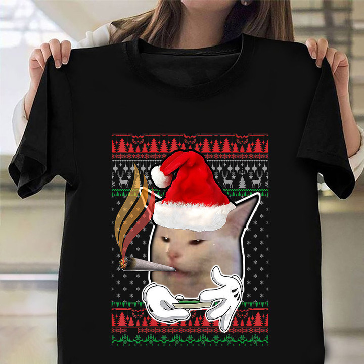 Cat Santa Smoking Ugly Christmas Sweater Shirt Christmas Gifts For Cat Lovers