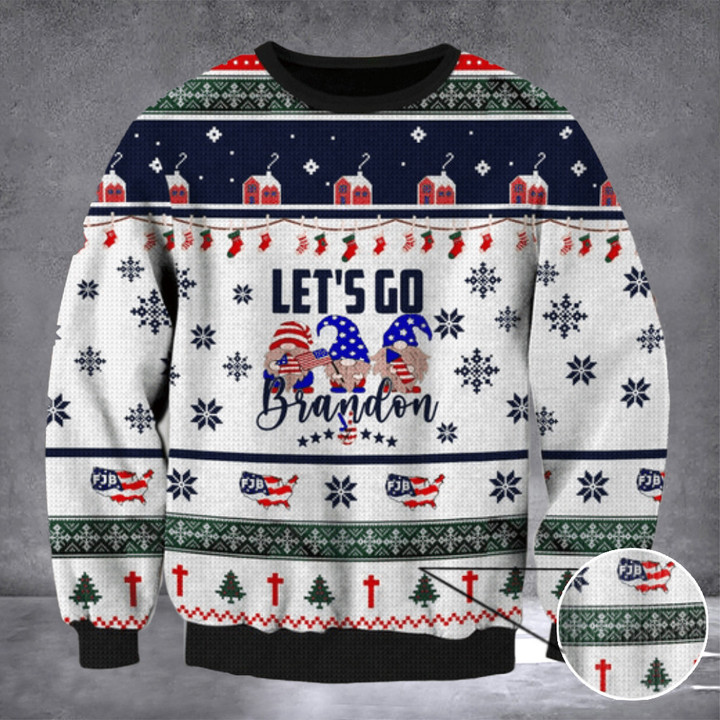 Let’s Go Brandon Ugly Christmas Sweater Christmas Gnome FJB Sweater