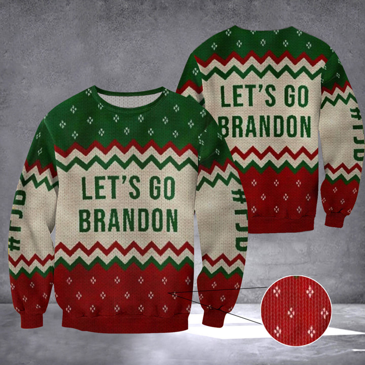 FJB Let’s Go Brandon Ugly Christmas Sweater Trump 2024 Let’s Go Brandon Merch