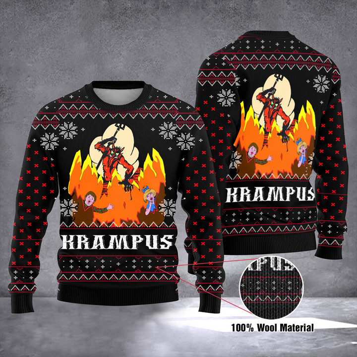 Krampus Sweater Krampus Ugly Christmas Sweater Krampus In His Fiery Depths Clothing