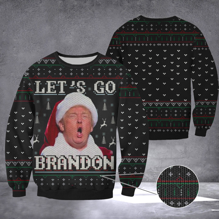 Let's Go Brandon Ugly Christmas Sweater FJB Sweater Funny Trump Merch