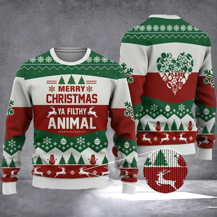Merry Christmas Ya Filthy Animal Ugly Christmas Sweater 2023 Xmas Funny Sweater Gift For Cousin