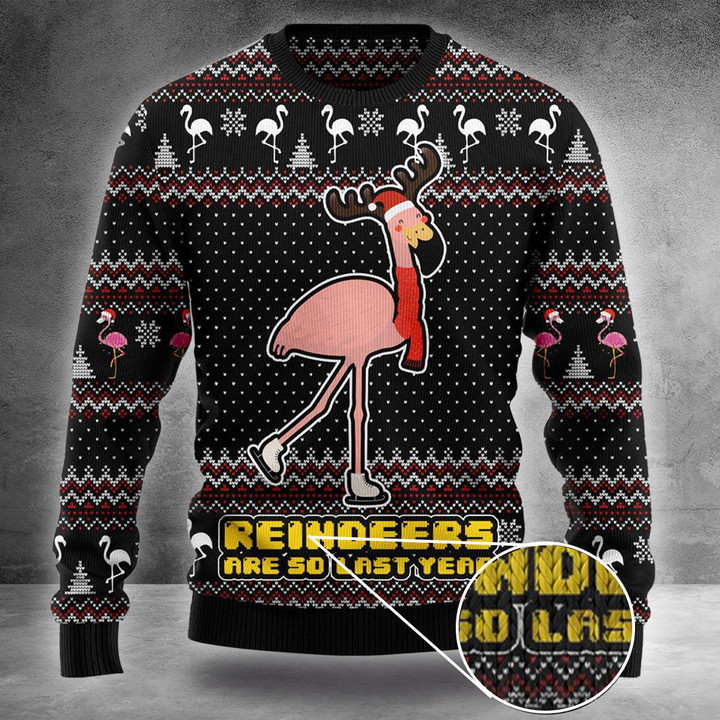 Flamingo Ugly Christmas Sweater Reindeers Are So Last Year Holiday Flamingo Sweater Presents