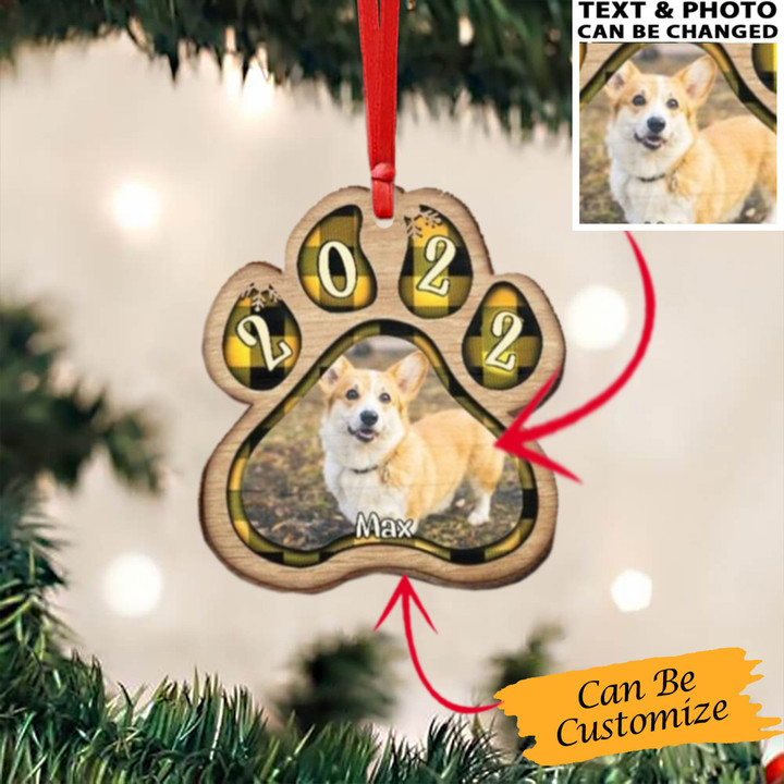 Personalized Corgi Paw Image Wood Ornament Best Christmas Tree Decorations Gift For Dog Owners
