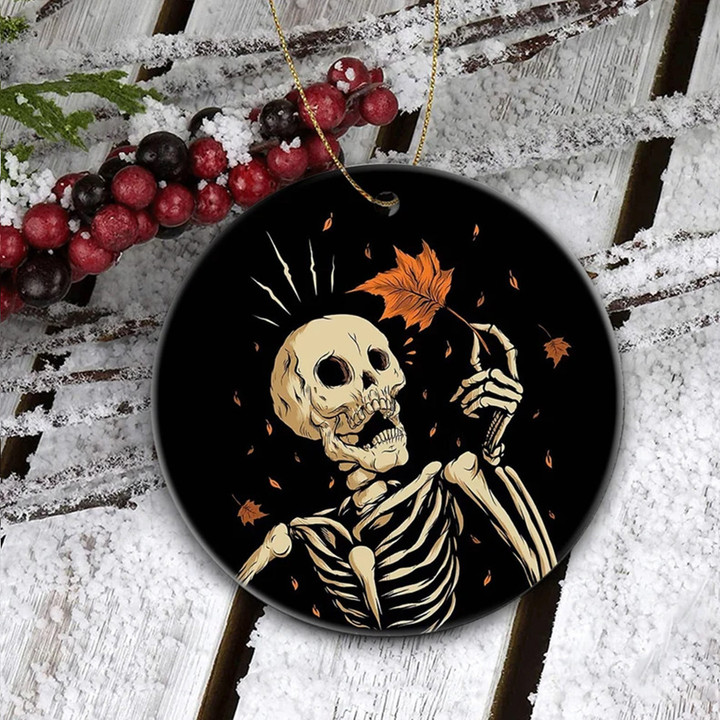 Skeleton And Autumn Fall Leaf Ornament Fall Christmas Tree Ornaments Decorations