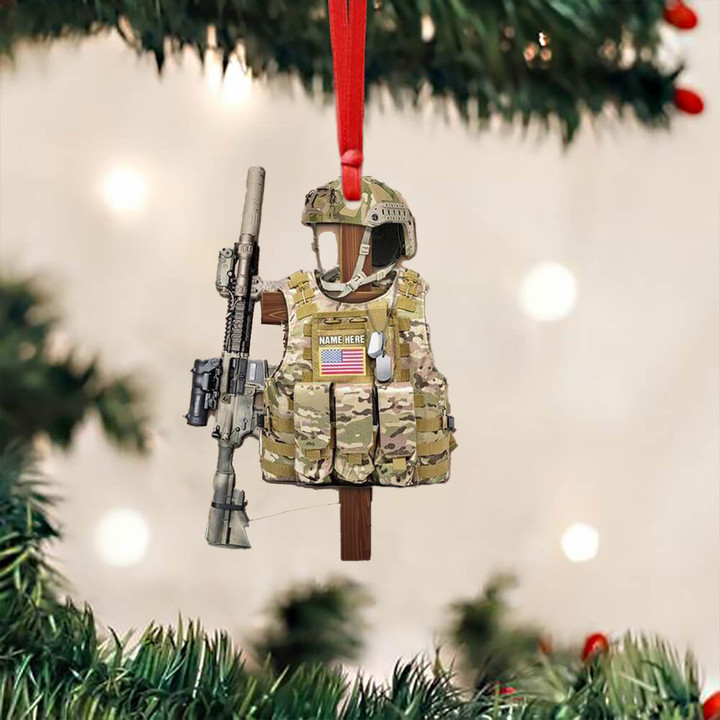 Personalized Armed Forces Tactical Combat Vest Ornament Military Pride Xmas Tree Decor