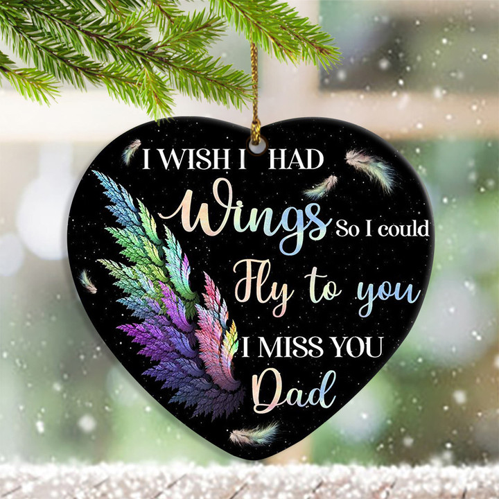 I Miss You Dad Heart Ornament Angel Wings Memorial Ornament Memorial Gifts For Loss Of Dad