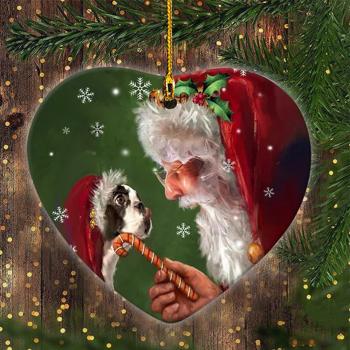Santa Boston Terrier Christmas Ornament Boston Terrier Christmas Decor Gifts For Dog Owners