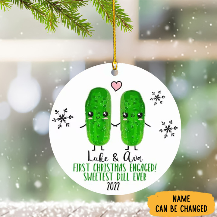 Custom Pickle First Christmas Engaged Ornament First Christmas Engaged Sweetest Dill Ever